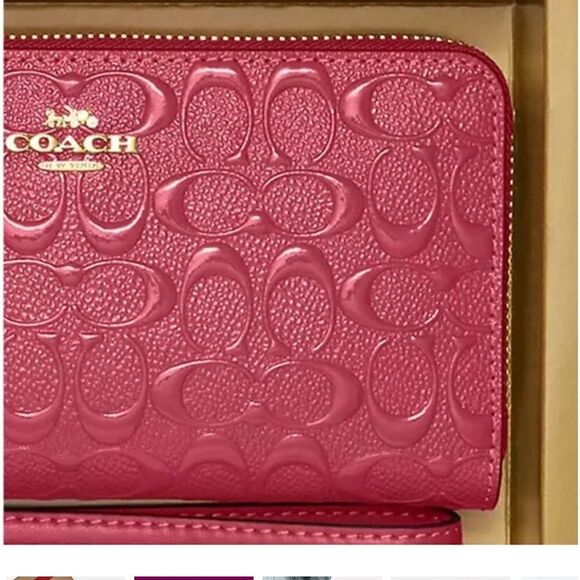 COACH NWT STRAWBERRY HAZE BOXED LONG ZIP AROUND WALLET - Picture 3 of 6